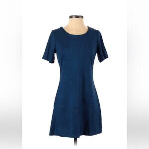 Paper Crane drop waist blue faux suede dress, size small